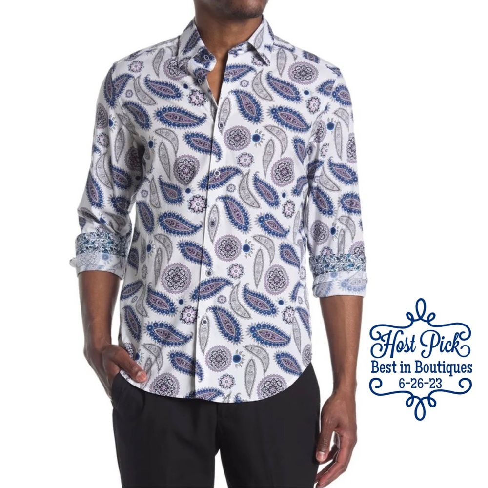 ROBERT GRAHAM Shirt Pinehill Paisley Long Sleeve Flip Cuff Dress Shirt